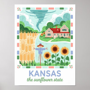 Kansas Solrosstat USA Sommarresa Poster