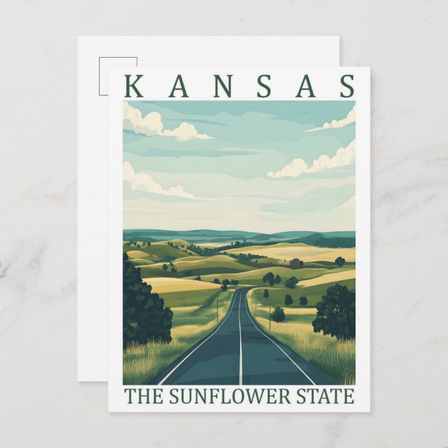 Kansas Solrosstat USA Travel Ställe Vykort (Fram/baksida)