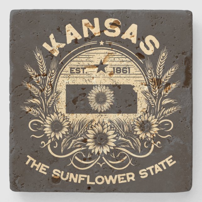 Kansas, solrosstaten stenunderlägg (Framsidan)
