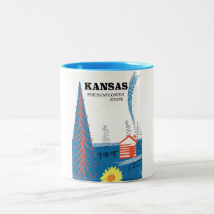 Kansas "solstaten" vintage reseskylt Två-Tonad mugg