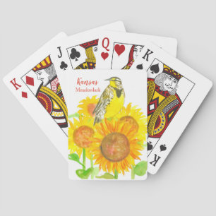 Kansas Souvenir Meadowlark Bird Sunblommor Kortlek