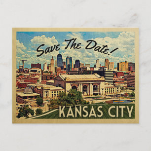 Kansas stad sparar datumet Missouri Meddelande Vykort