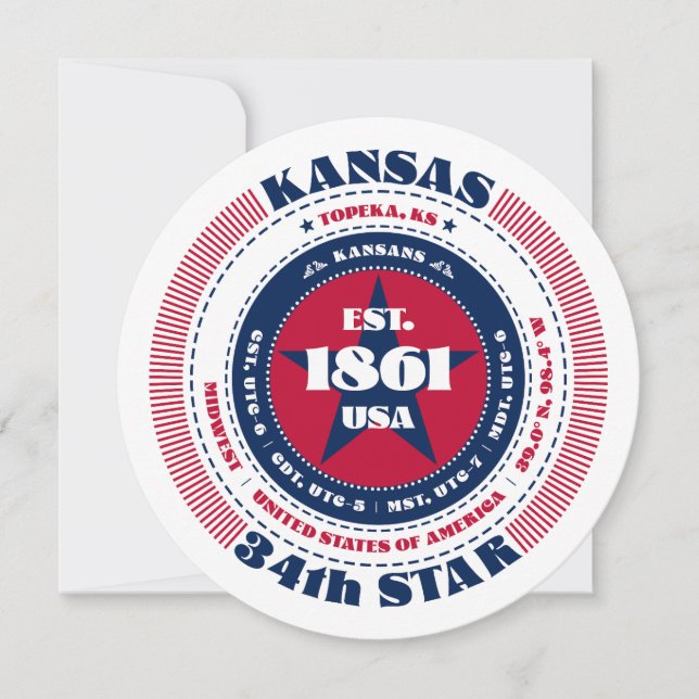 Kansas State Cirkulär typografi Platt kort (Framsida)