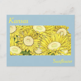 Kansas State Flower Collage Karta Vykort