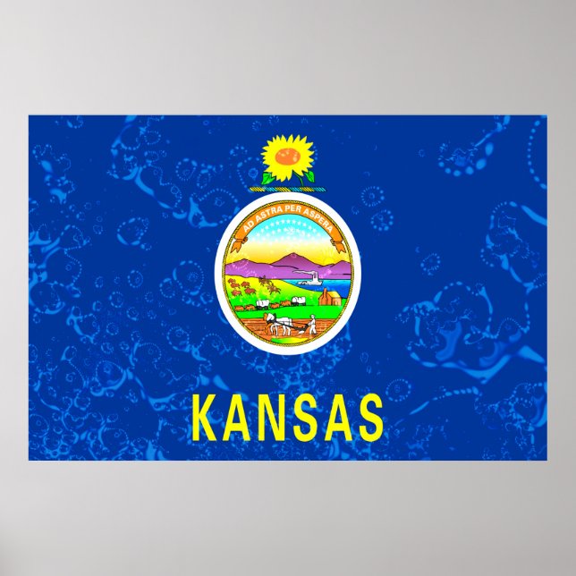 Kansas State Grunge Flagga Poster (Framsidan)
