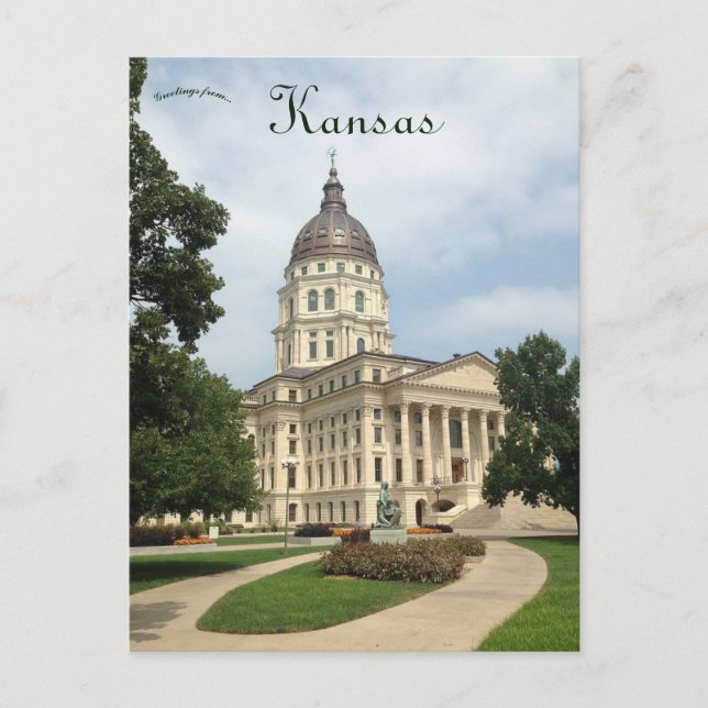 Kansas State Huvudstad Bygger Topeka Kansas Vykort (Framsida)