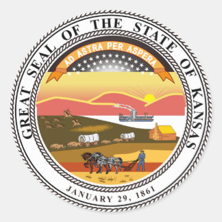 Kansas State Seal Runt Klistermärke