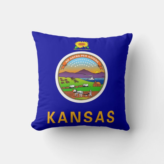 Kansas Statlig flagga American MoJo Pillow Kudde (Framsida)