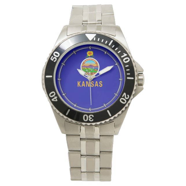 Kansas Statlig flagga Design Armbandsur (Framsida)