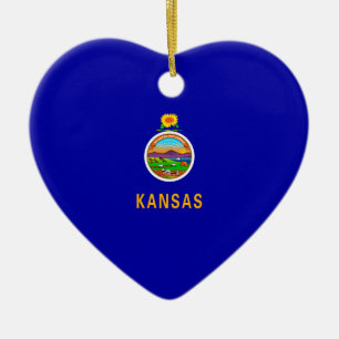 Kansas Statlig flagga Design Julgransprydnad Keramik