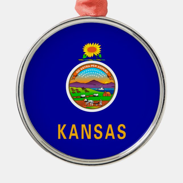 Kansas Statlig flagga Design Julgransprydnad Metall (Framsidan)
