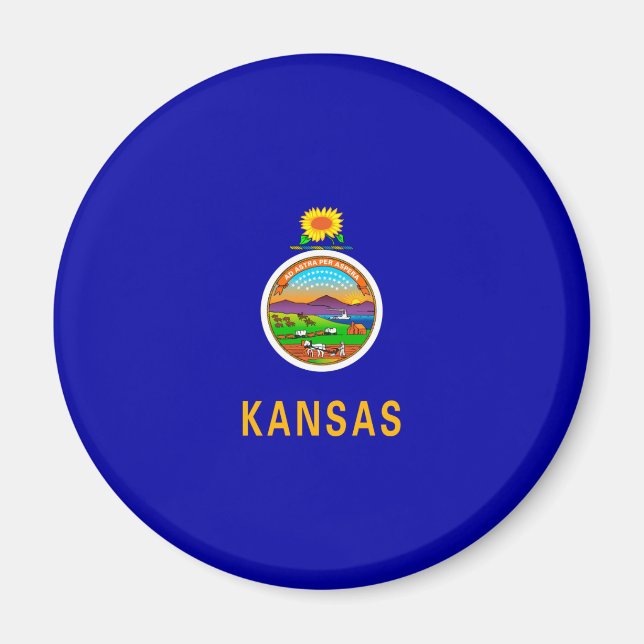 Kansas Statlig flagga Design Magnet (Framsidan)