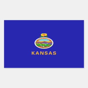 Kansas Statlig flagga Design Rektangulärt Klistermärke