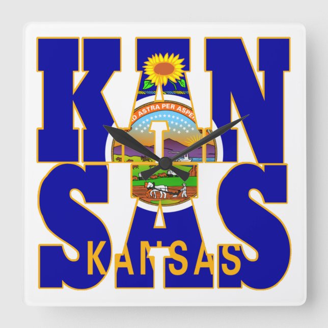 Kansas statlig flagga fyrkantig klocka (Framsida)