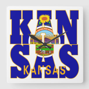 Kansas statlig flagga fyrkantig klocka