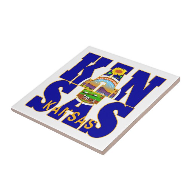 Kansas statlig flagga kakelplatta (Sidan)