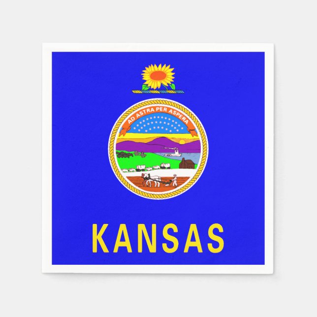 Kansas Statlig flagga Pappra Party Napkins Pappersservett (Framsidan)