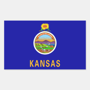 Kansas Statlig flagga Rektangulärt Klistermärke