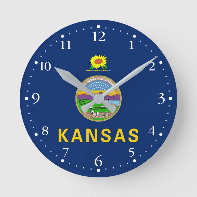 Kansas Statlig flagga Rund Klocka (Framsida)