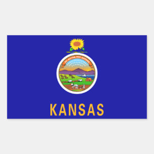 Kansas Statlig flagga Sticker Rektangulärt Klistermärke