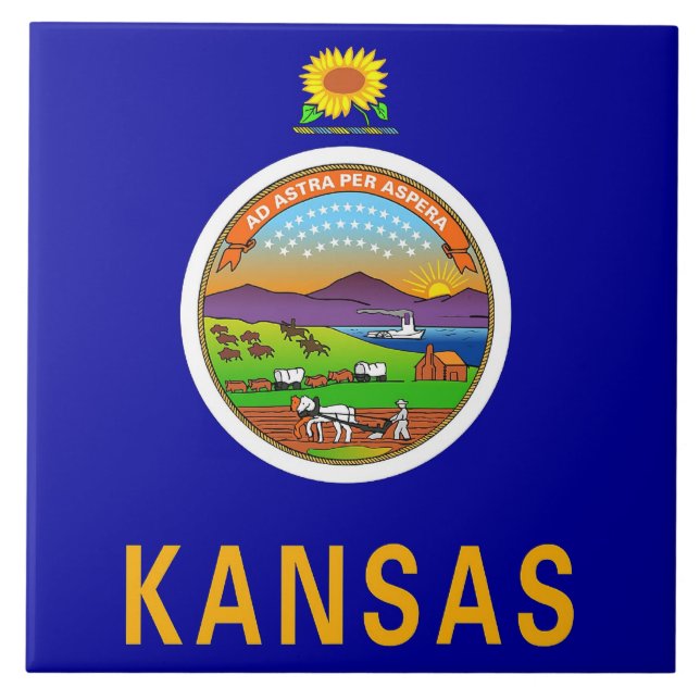Kansas Statlig flagga Tile Kakelplatta (Framsidan)