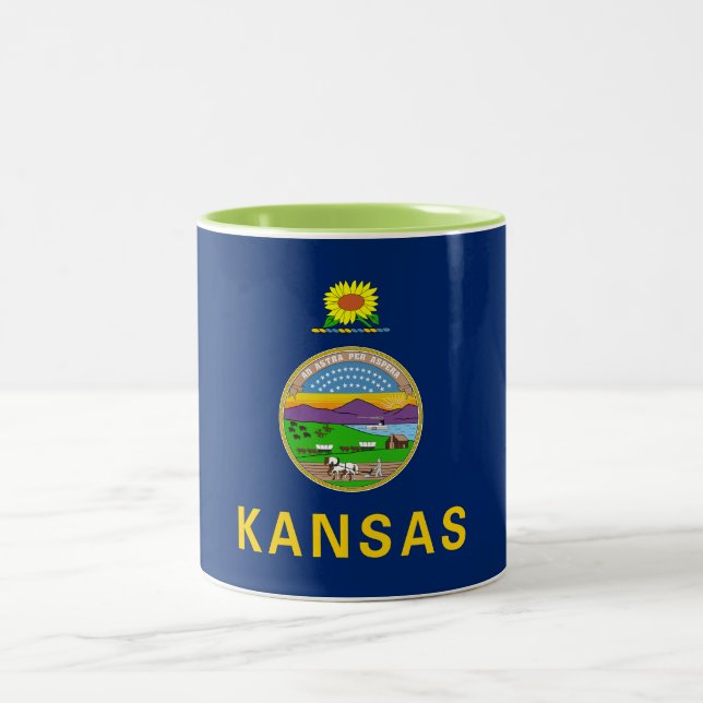 Kansas Statlig flagga Två-Tonad Mugg (Center)