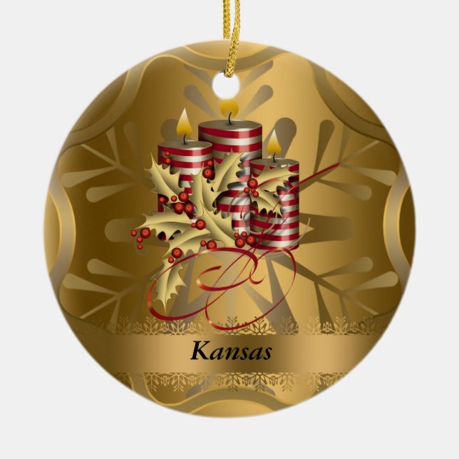 Kansas statlig julprydnad julgransprydnad keramik (Framsidan)