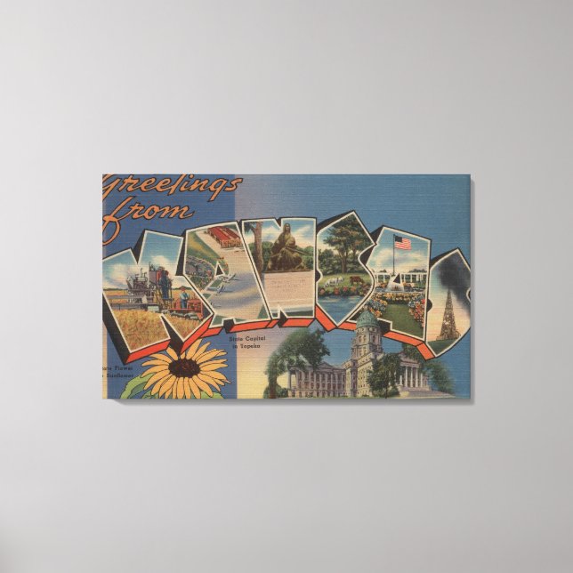 Kansas (statligt kapital/blomma) canvastryck (Framsida)