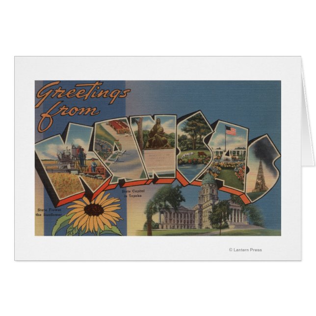 Kansas (statligt kapital/blomma) hälsningskort (Framsidan Horizontal)