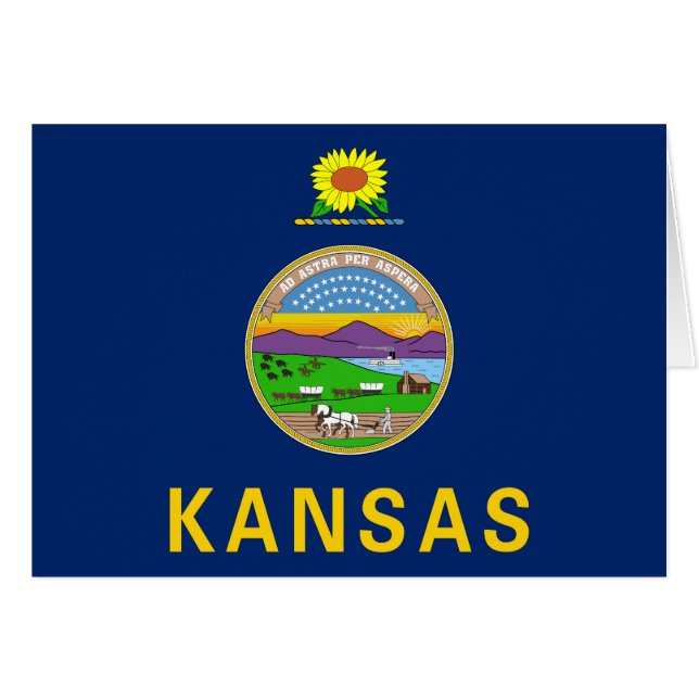Kansas statsflagga hälsningskort (Framsidan Horizontal)