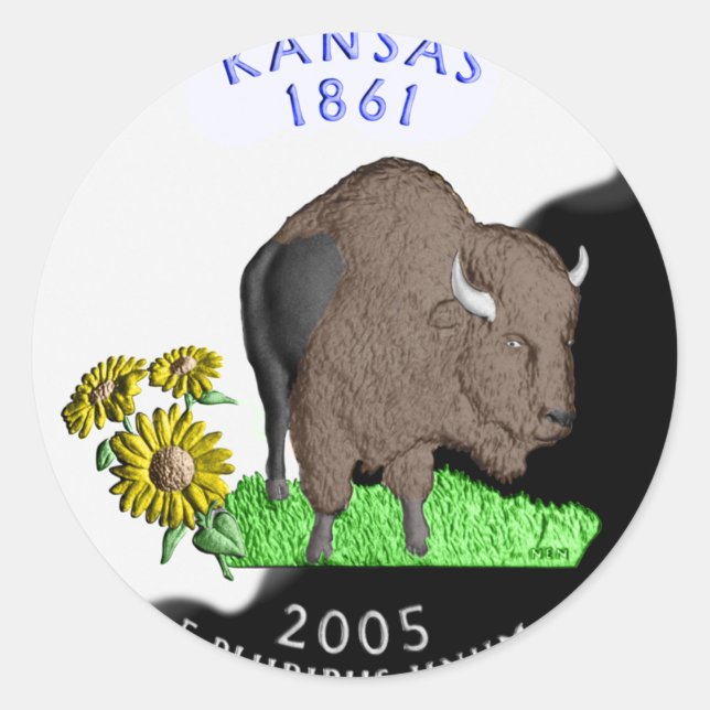 Kansas Sticker Runt Klistermärke (Framsida)
