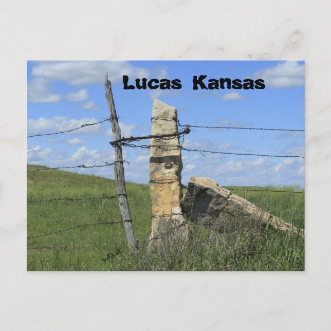 Kansas Stone Post Fence Post Card. Vykort (Framsida)