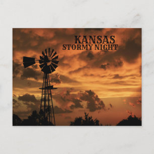 Kansas Stormy Nght Kvarn POST-kort Vykort