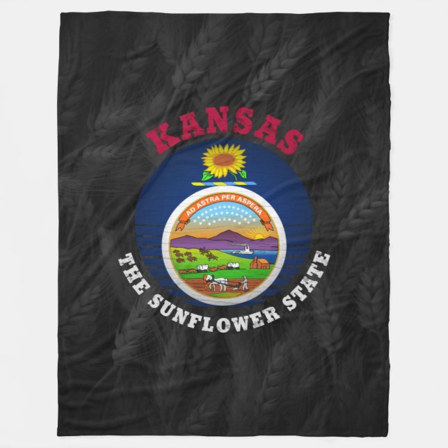 KANSAS SUNFLOWER STATLIG FLAGGA FLEECEFILT (Framsidan)