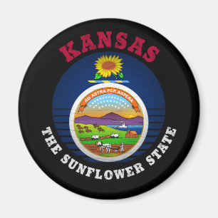 KANSAS SUNFLOWER STATLIG FLAGGA MAGNET
