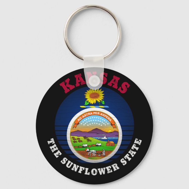KANSAS SUNFLOWER STATLIG FLAGGA NYCKELRING (Framsida)