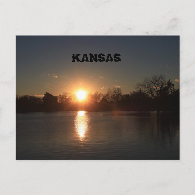 Kansas Sunset med ett reflektionskort Vykort (Framsida)