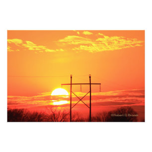 Kansas Sunset med kraft linjer Photo EnUtvidgning Fototryck
