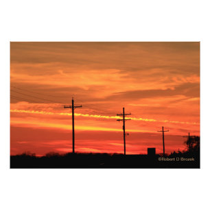Kansas Sunset med kraft linjer Photo EnUtvidgning Fototryck