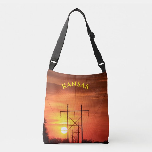 Kansas Sunset med linjer Shopping bag Axelväska (Framsida)