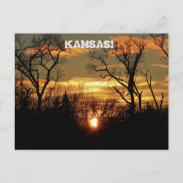 Kansas Sunset med moln och träd Post Card. Vykort