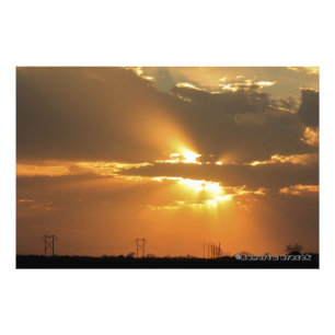 Kansas Sunset, Power Linjer, Photo EnUtvidgning. Fototryck