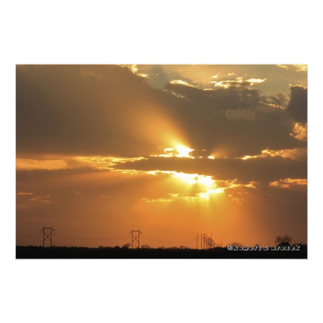 Kansas Sunset, Power Linjer, Photo EnUtvidgning. Fototryck (Framsidan)