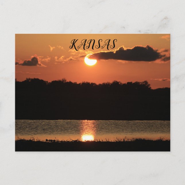 Kansas Sunset Reflection Post Card. Vykort (Framsida)