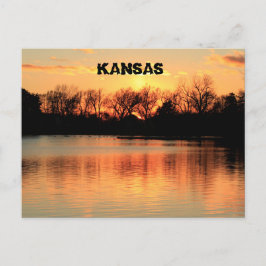 Kansas Sunset Reflection Sterling Sjö Post Card Vykort