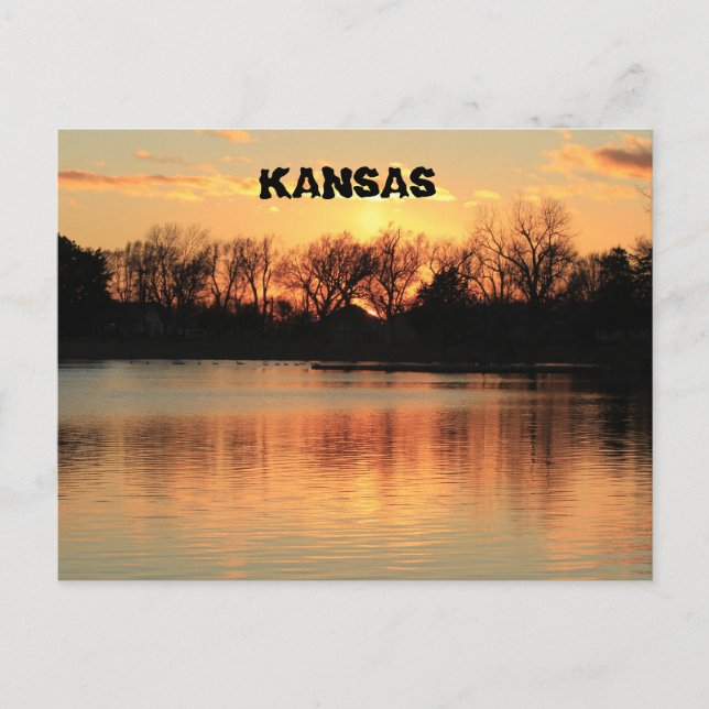 Kansas Sunset Reflection Sterling Sjö Post Card Vykort (Framsida)