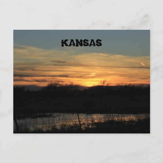 Kansas Sunset-reflektion. Postkort. Vykort (Framsida)