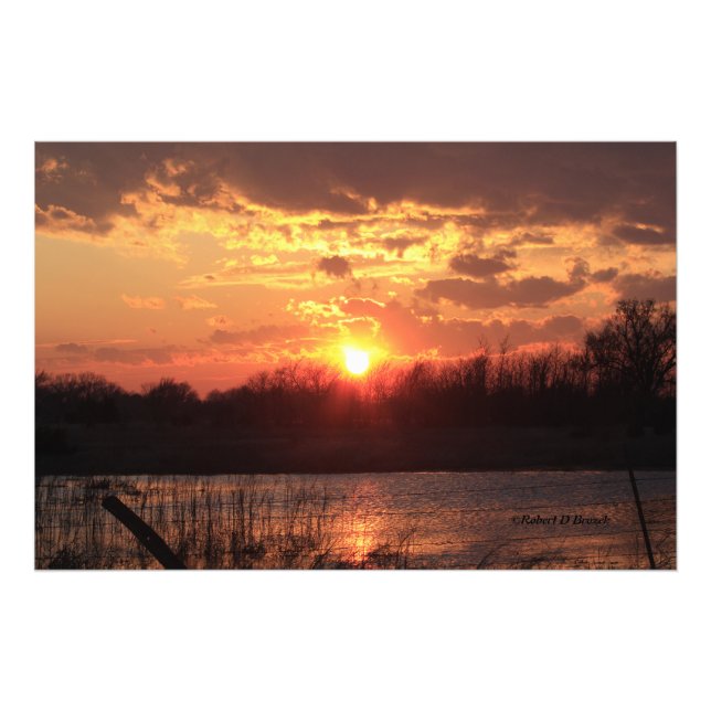 Kansas Sunset with a Reflection Photo Utvidgning Fototryck (Framsidan)