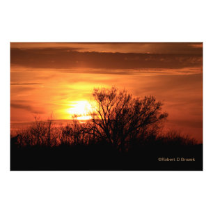 Kansas Sunset with clouds and Photo Utvidgning Fototryck
