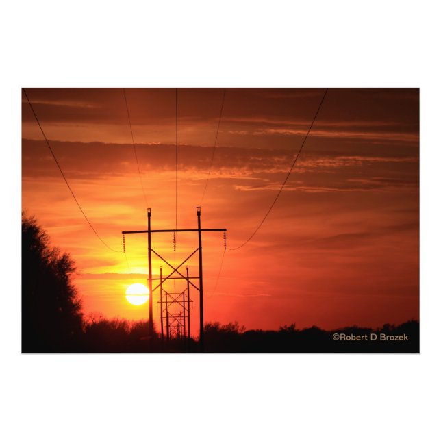 Kansas Sunset with clouds and Photo Utvidgning Fototryck (Framsidan)